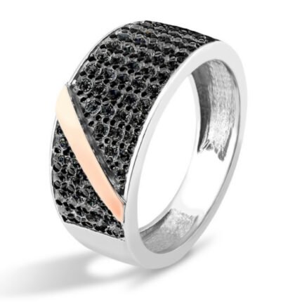 Pierścionek Svitozar, czarne cyrkonie